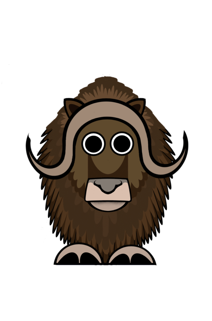 animal, musk ox, nature, herbivore, wild, doodle, art, cutout, drawing, sketch